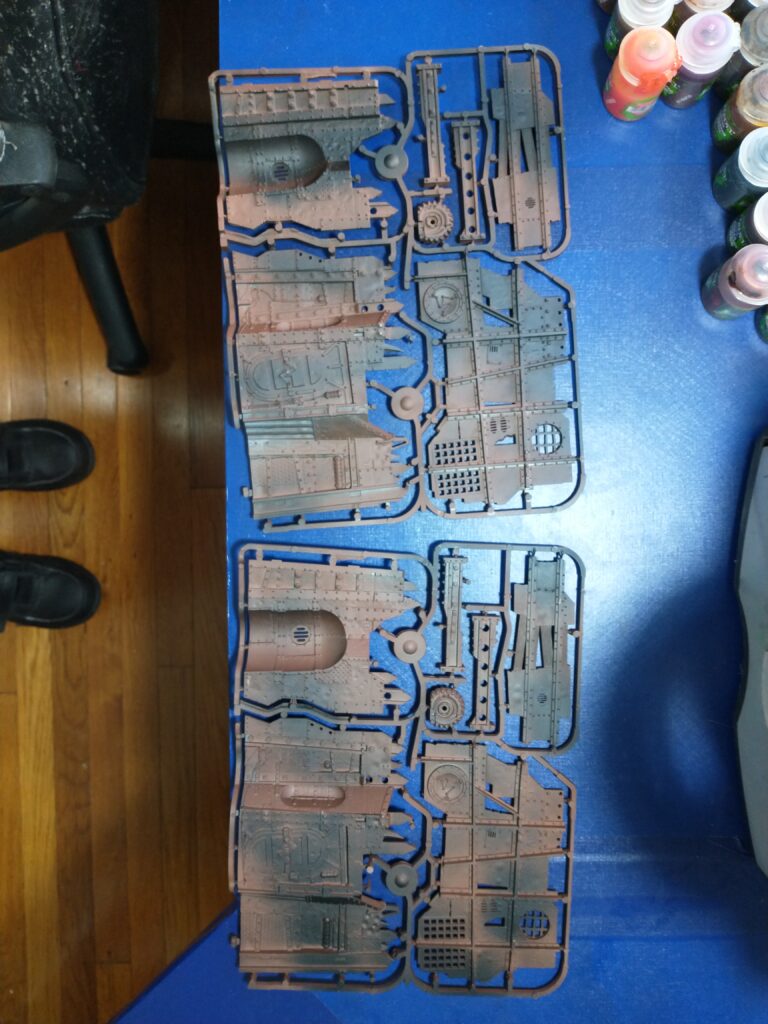 More brown-primed terrain sprues.